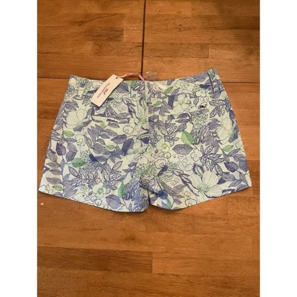 Vineyard Vines Women's Shorts Size 0 Minty Floral‎ Bird Dayboat NWT - Picture 2 of 8